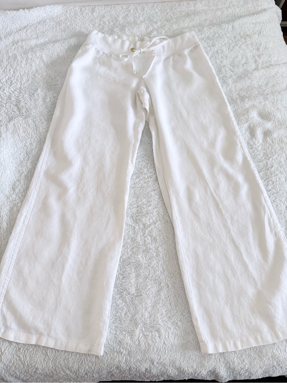 Lilly Pulitzer White Wide-Leg Linen Pants